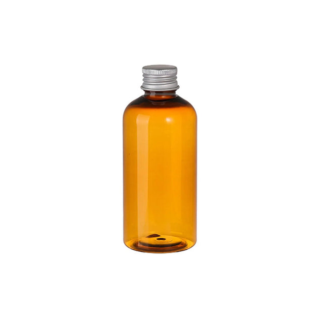 20pcs Brown Transparent Cosmetic Bottles with Aluminum Lids for Packaging - Brown-200ml
