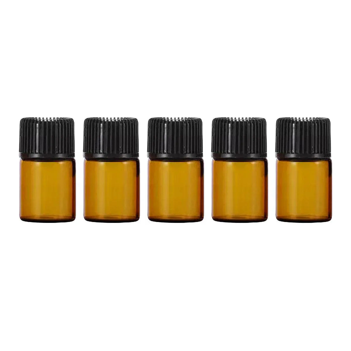 5pcs 2ml-5ml Amber Glass Orifice Reducer Bottles Sample Vial Dram Essential Oils - 2ml