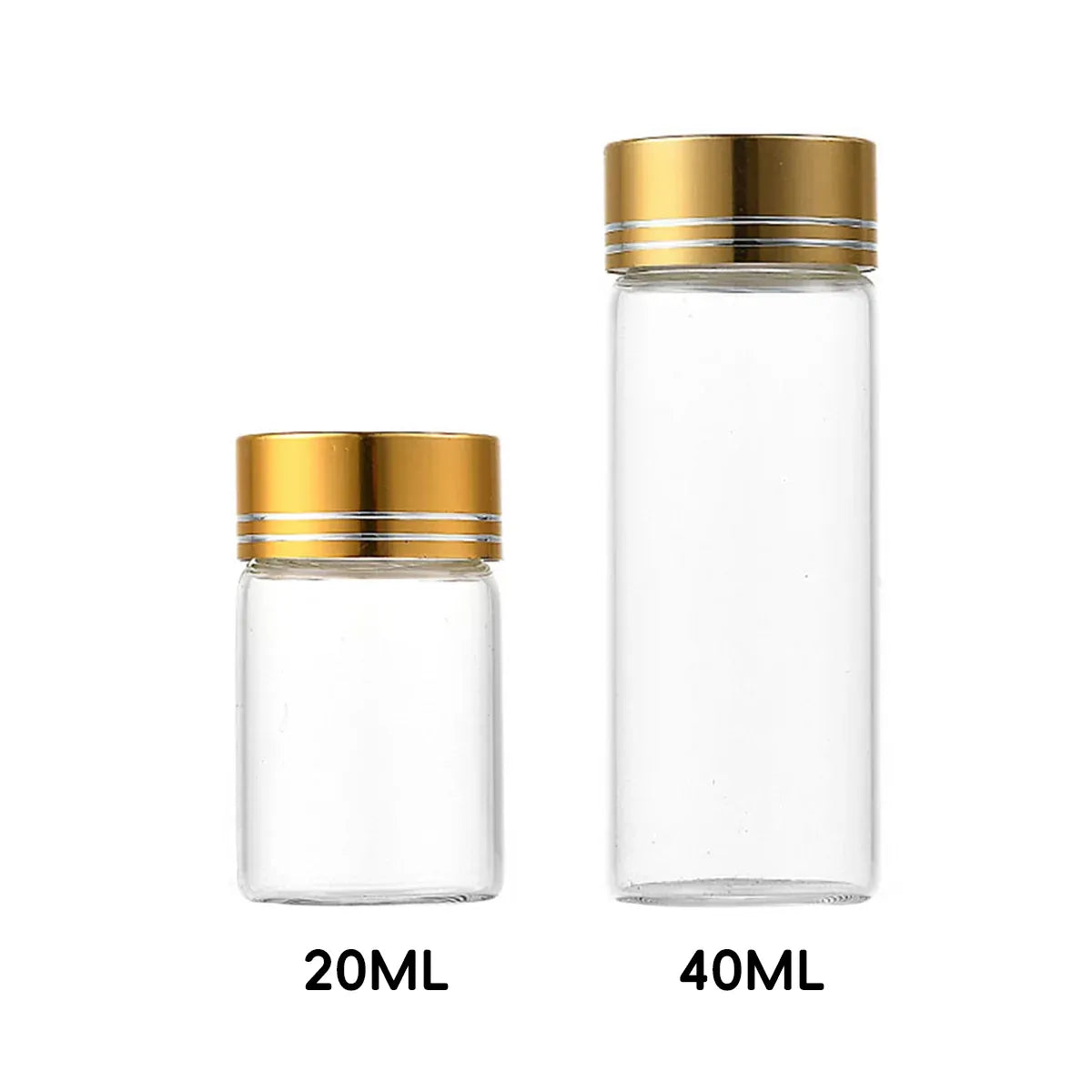 40Pcs Transparent Glass Bottle Airtight Seal Leakproof Small Items Storage Jars - 20ML