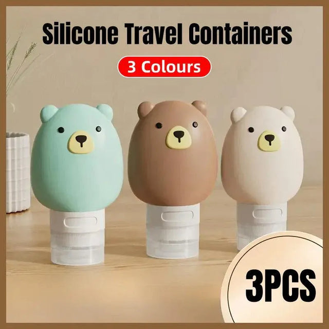 3pcs Silicone Travel Dispenser Bottles Portable Travel Size Storage Containers