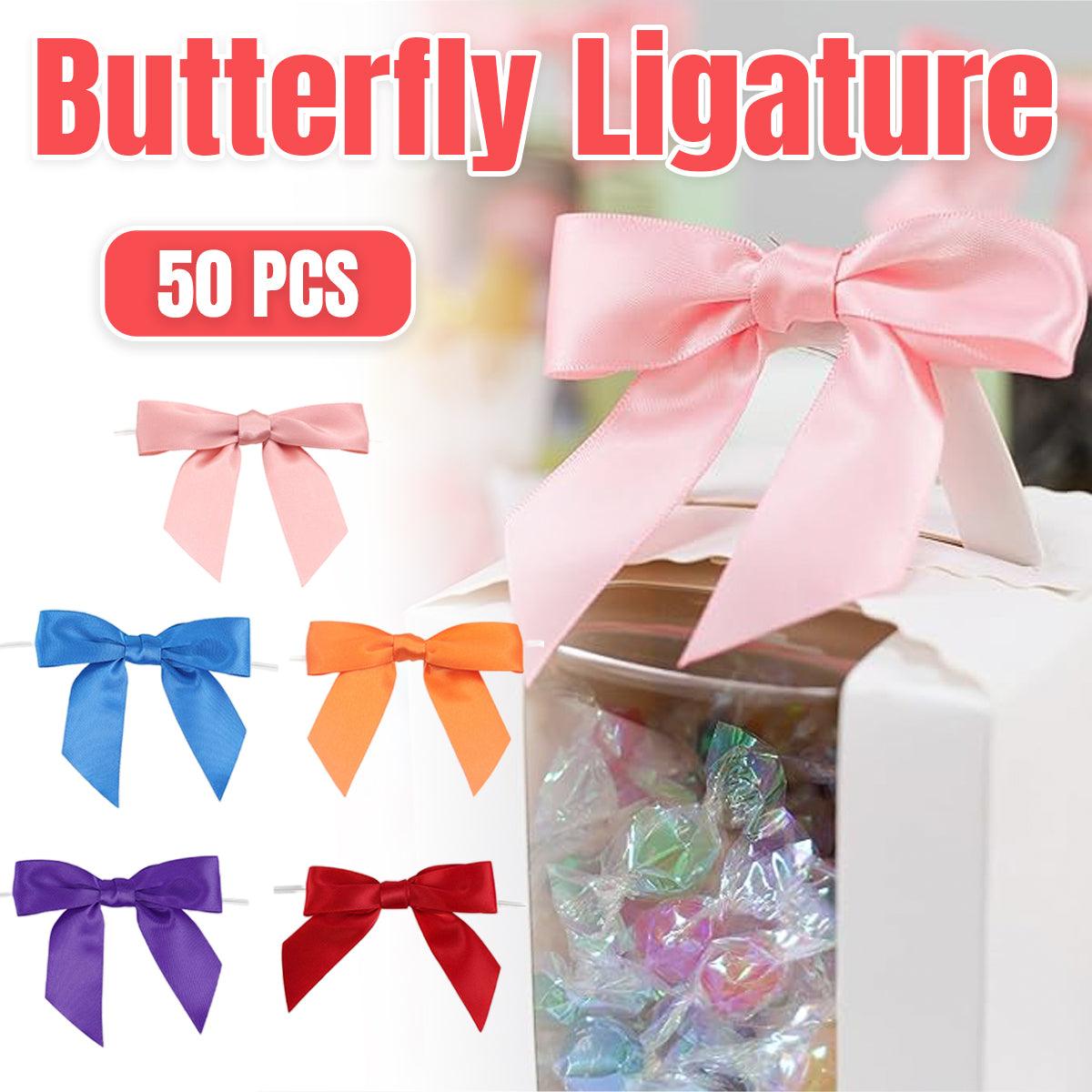50pcs Bow Gift Packaging Sealing Tie Drawstring Baking Wrap Bag Decorative Ties - Blue