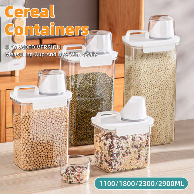 Sealed Household Grain Storage Box Transparent Rice Bucket Kitchen 1800ml