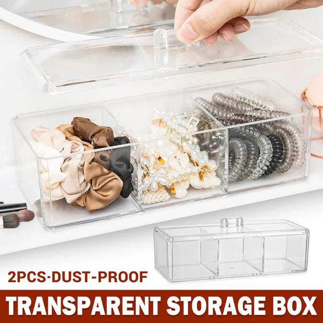 2PCS Multi-Function Plastic Storage Boxes with Lids Transparent for Home Use