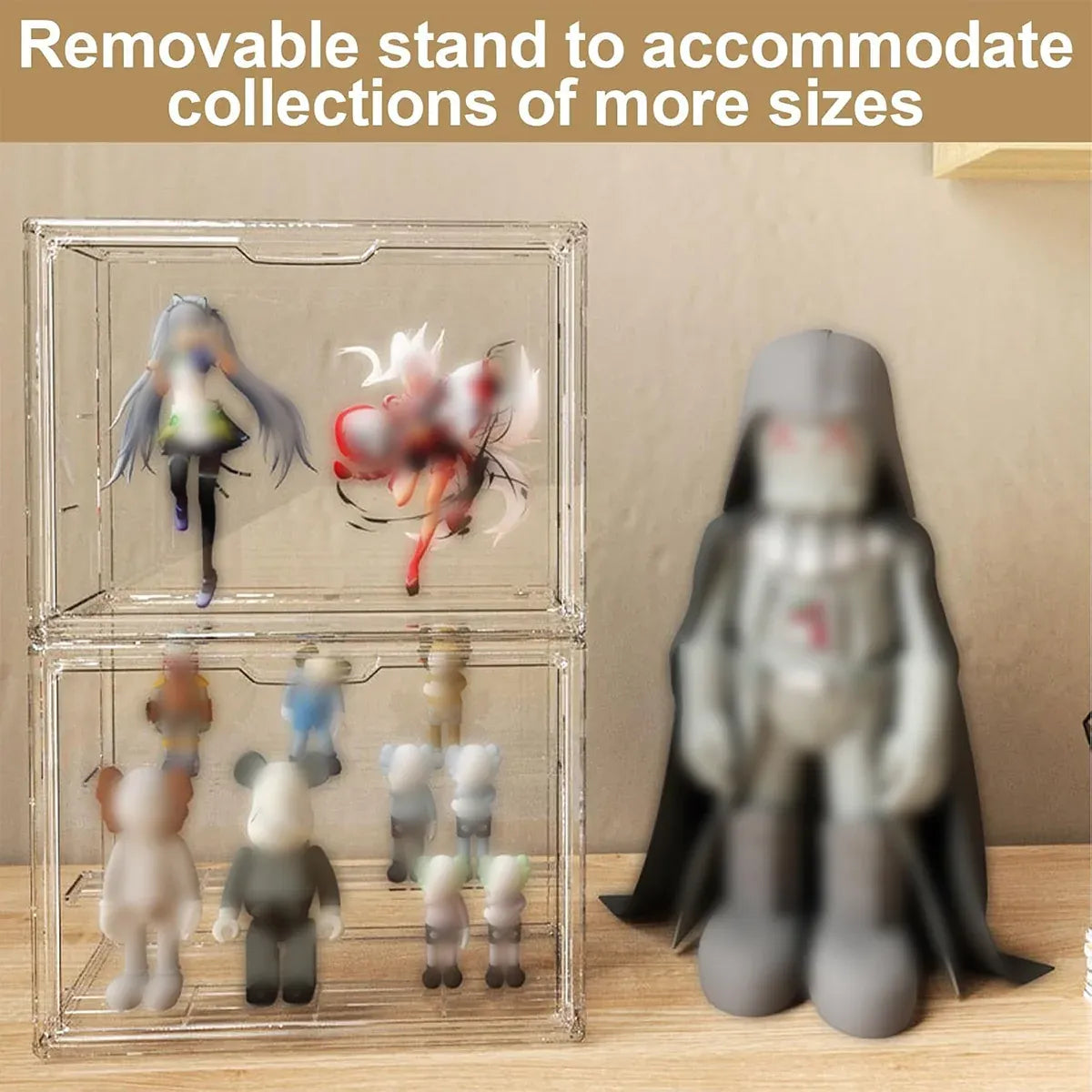 Dustproof Transparent PET Figure Display Box 3 Tier Detachable for Collection