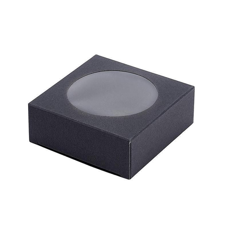 50PCS Handmade Soap Paper Box Round Window Kraft Black White Candy Biscuit Box - Black-50pcs 7.5*7.5*3CM