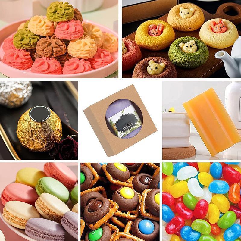 50PCS Handmade Soap Paper Box Round Window Kraft Black White Candy Biscuit Box - Black-50pcs 9*9*1.5CM
