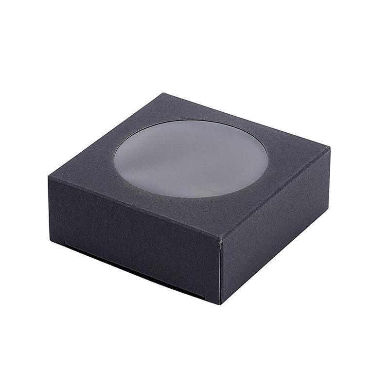 50PCS Handmade Soap Paper Box Round Window Kraft Black White Candy Biscuit Box - White-50pcs 9.3*9.3*3.8CM