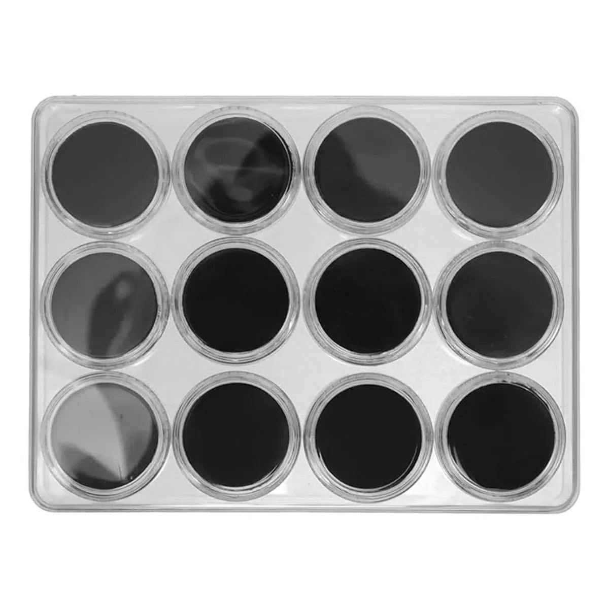 Transparent Round Gemstone Display Box Organizer Case with Lid Storage Packaging - Black