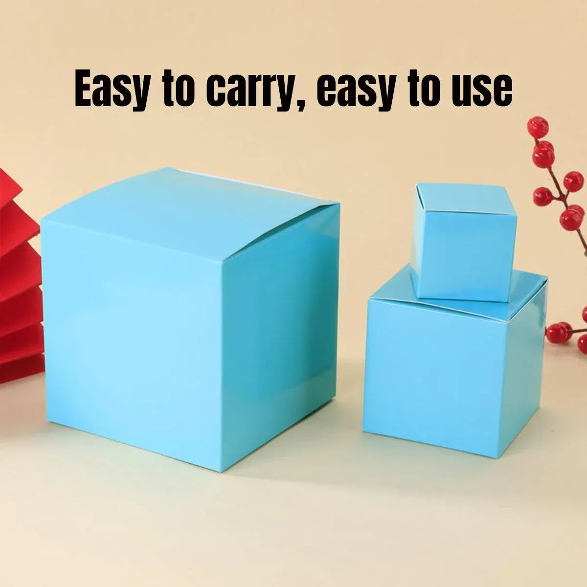 50pcs Colourful Square Paper Boxes Gifts Packaging Craft Supplies Storage Boxes - Blue-5x5cm