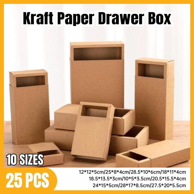 Kraft Paper Drawer Box Packaging Gift Storage Organiser Small Boxes 25x8x4cm