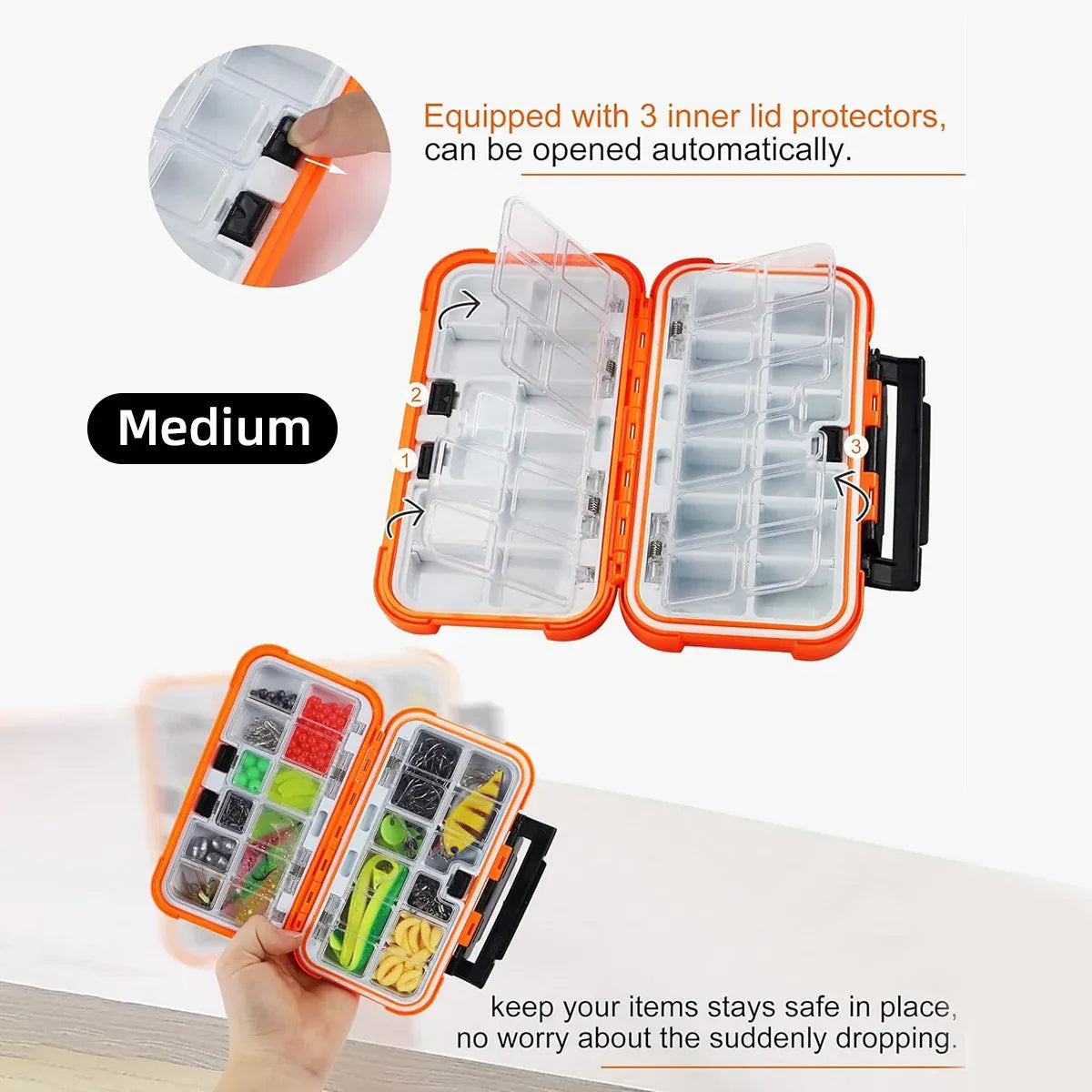 Fishing Tackle Box Gear Storage Case Hook Accessory Organizer Tool Box Portable - M