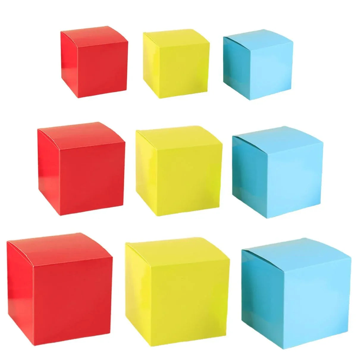 50pcs Colourful Square Paper Boxes Gifts Packaging Craft Supplies Storage Boxes - Yellow-10x10cm