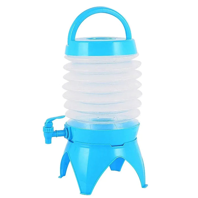 5.5L Outdoor Water Container Camping Folding Water Beer Juice Travel - Blue