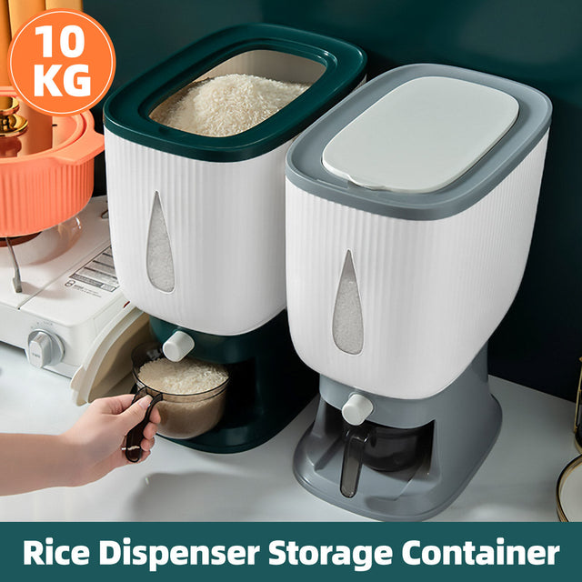10kg Rice Storage Bucket Household Metering Container Large Capacity Green