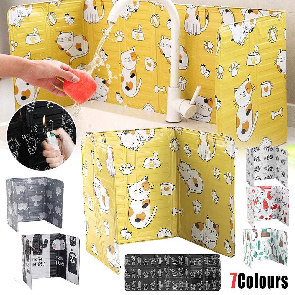 Kitchen Oil Splash Guard Wall Foil Protector Stove Cover Removable Baffle Screen - Cactus