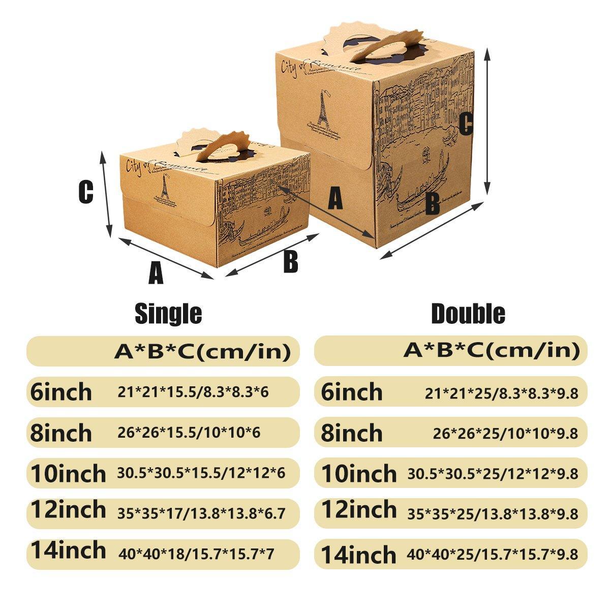 10pcs Elegant European Style Kraft Paper Cake Boxes Dessert Packaging 8inch