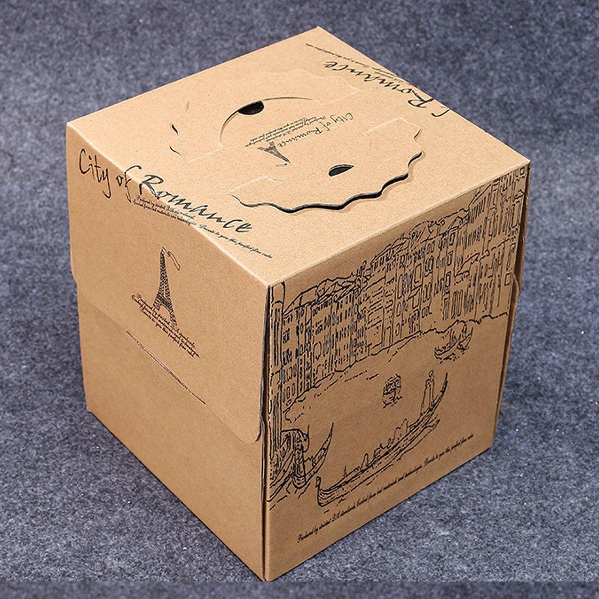 10pcs Elegant European Style Kraft Paper Cake Boxes Dessert Packaging 8inch