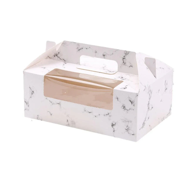 25pcs Portable Cupcake Packaging Box with Transparent Window for Easy Opening - Marble-6Cup