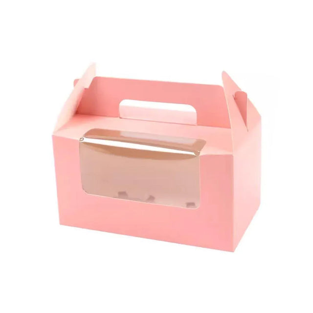 25pcs Portable Cupcake Packaging Box with Transparent Window for Easy Opening - Pink-2Cup