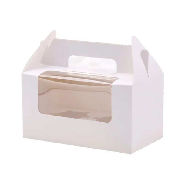 25pcs Portable Cupcake Packaging Box with Transparent Window for Easy Opening - White-6Cup