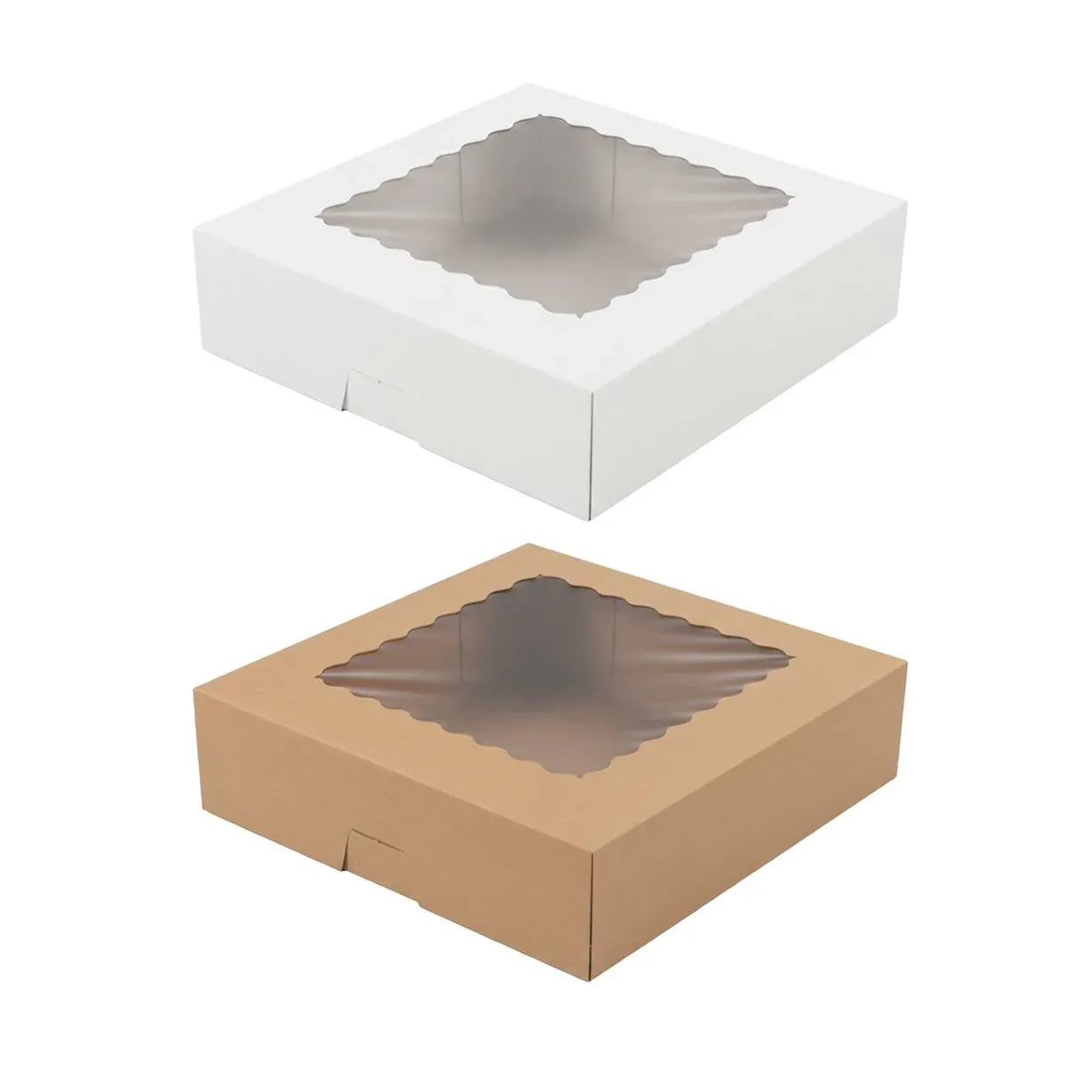30Pcs Window Cupcake Dessert Packaging Box Kraft Bakery Treat Box Easy Assemble - White