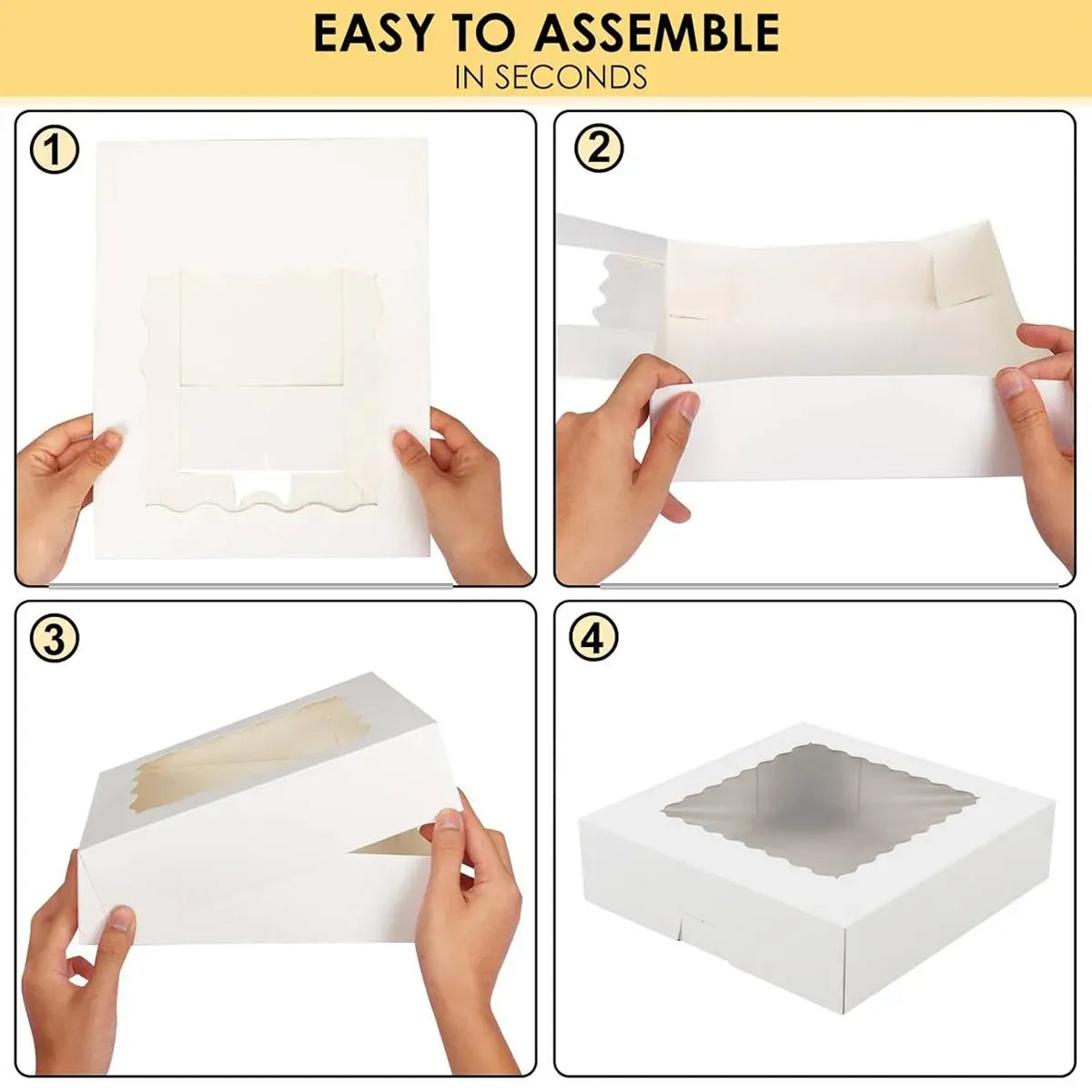30Pcs Window Cupcake Dessert Packaging Box Kraft Bakery Treat Box Easy Assemble - White