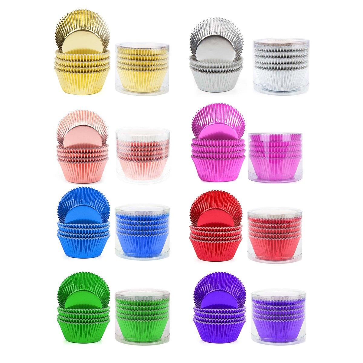 200 Pcs Colored Baking Paper Cupcake Trays Muffin Liners for Party Baking - Gold