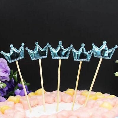 Happy Birthday Acrylic Cake Topper Cake Decoration Golden Silver Party - Blue-Crown