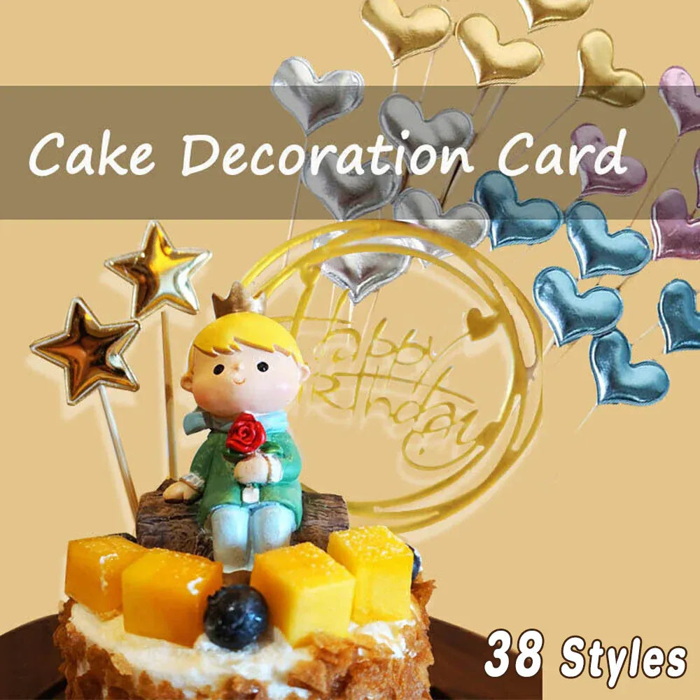 Happy Birthday Acrylic Cake Topper Cake Decoration Golden Silver Party - Blue-Crown