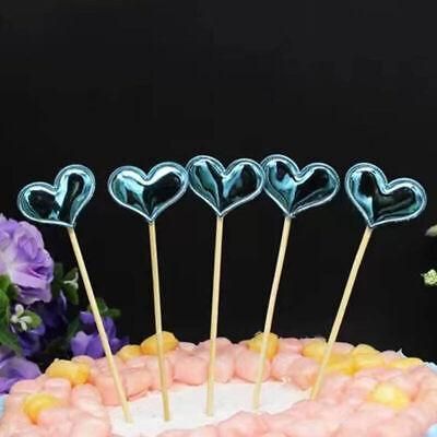 Happy Birthday Acrylic Cake Topper Cake Decoration Golden Silver Party - Blue- Heart