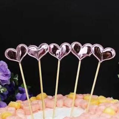 Happy Birthday Acrylic Cake Topper Cake Decoration Golden Silver Party - Pink-Heart