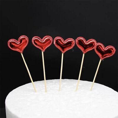 Happy Birthday Acrylic Cake Topper Cake Decoration Golden Silver Party - Red-Heart