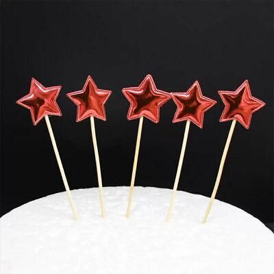 Happy Birthday Acrylic Cake Topper Cake Decoration Golden Silver Party - Red-Star