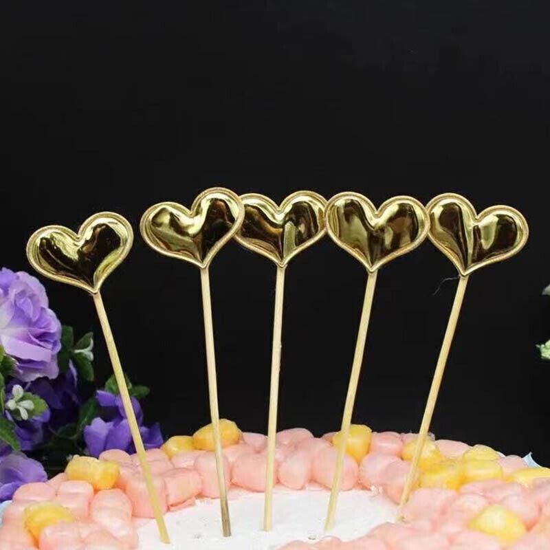 Happy Birthday Acrylic Cake Topper Cake Decoration Golden Silver Party - Silver-Heart