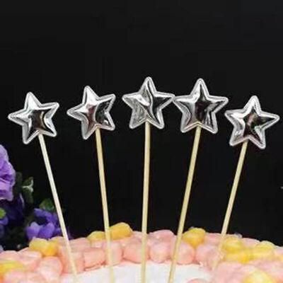 Happy Birthday Acrylic Cake Topper Cake Decoration Golden Silver Party - Silver-Star