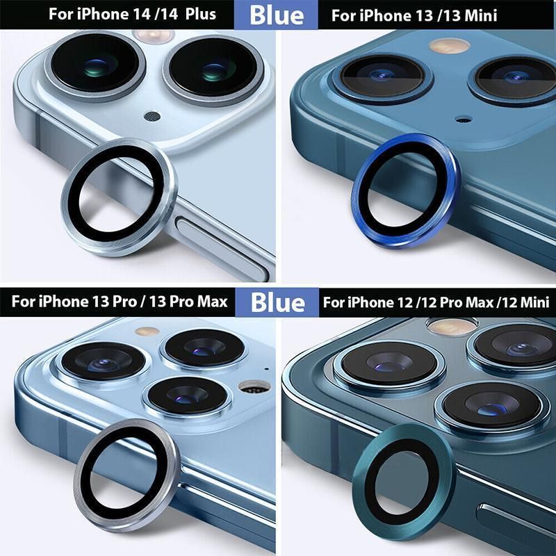 For iPhone 14/14 Plus Metal Camera Lens Glass Screen Protector - Blue