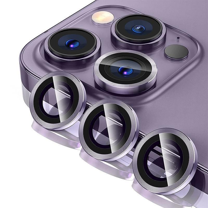For iPhone 14/14 Plus Metal Camera Lens Glass Screen Protector - Purple