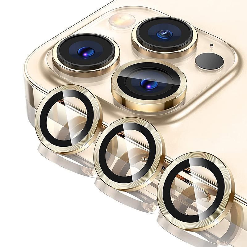 For iPhone 14/14 Plus Metal Camera Lens Glass Screen Protector - Gold
