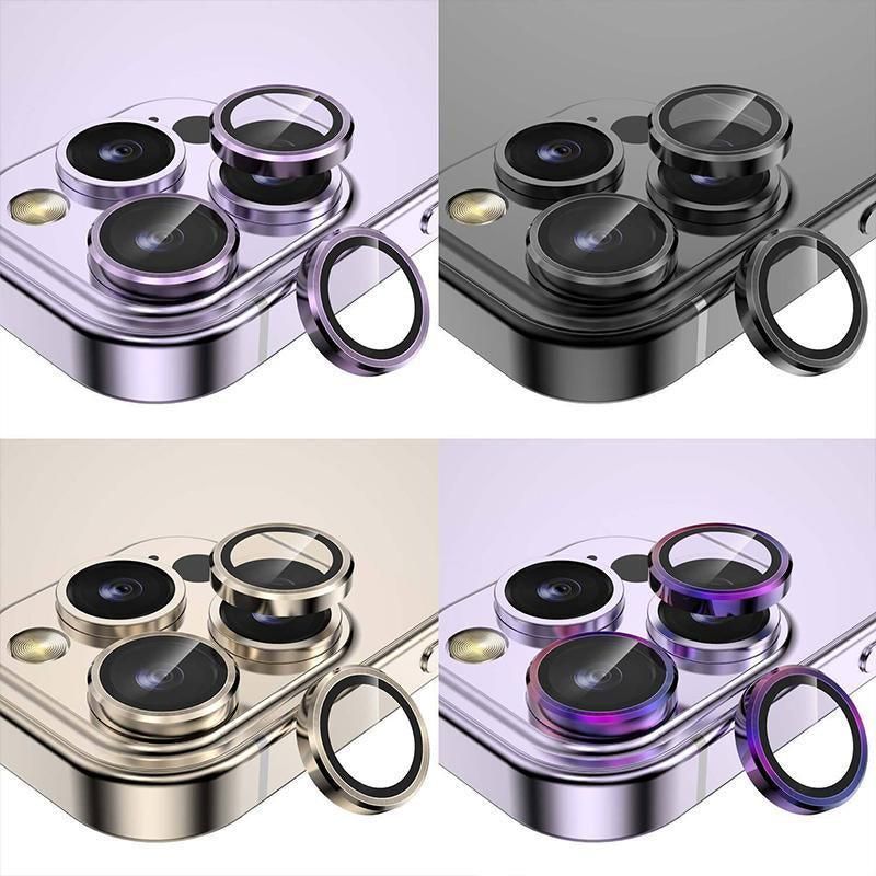 For iPhone 14/14 Plus Metal Camera Lens Glass Screen Protector - Gold