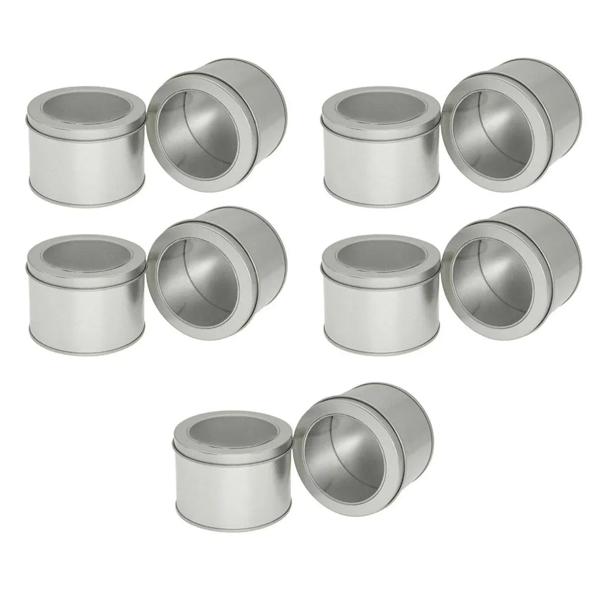 10pcs Open Window Cake Tin Box Bakery Biscuit Packaging Storage Set Sliver
