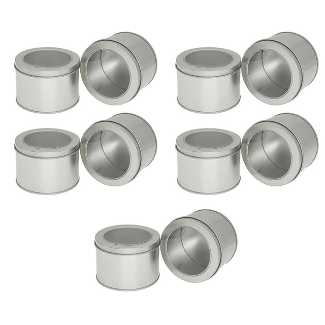 10pcs Open Window Cake Tin Box Bakery Biscuit Packaging Storage Set Sliver