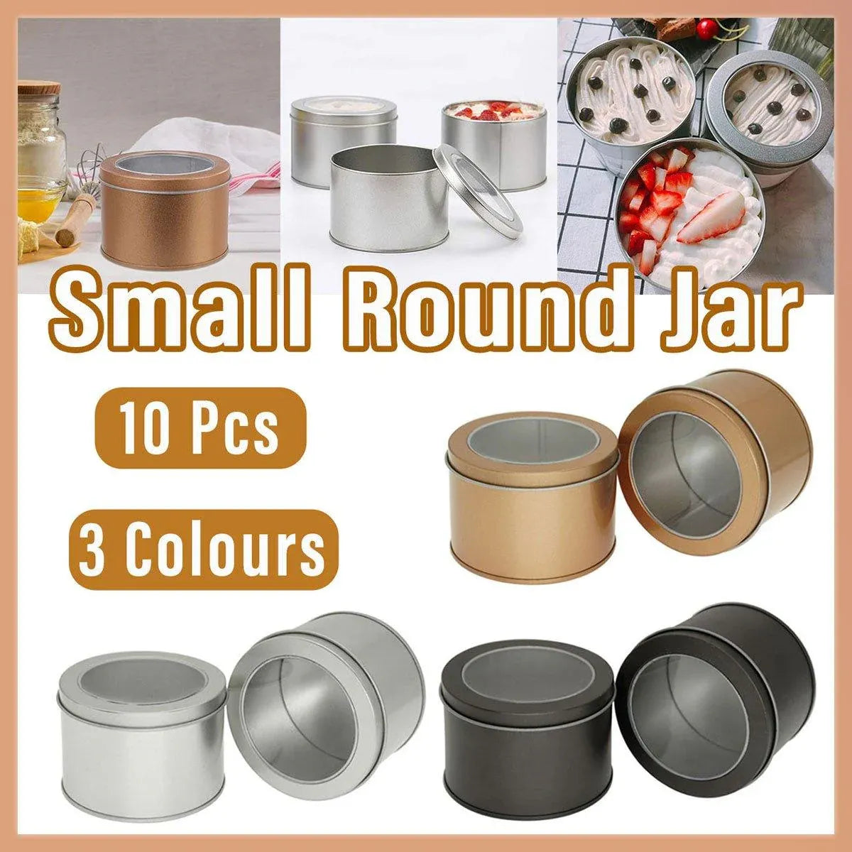 10pcs Open Window Cake Tin Box Bakery Biscuit Packaging Storage Set Sliver