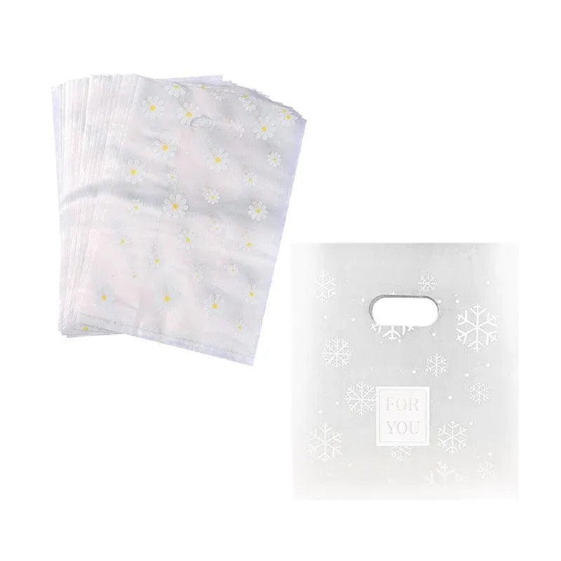 100Pcs Clear Daisy Cookie Bags with Handle - Party Candy Packaging