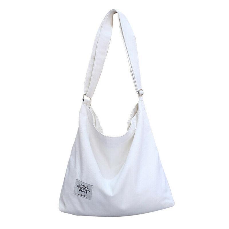 Womens Large Canvas Handbag Ladies Travel Messenger Shoulder Bag Hobo Tote Purse - Black