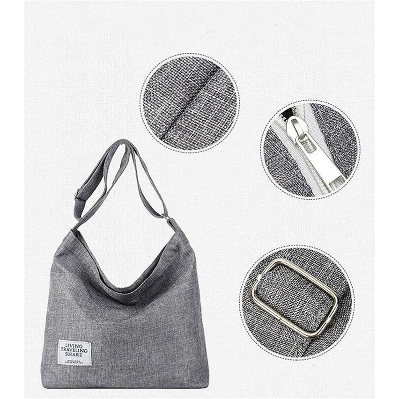 Womens Large Canvas Handbag Ladies Travel Messenger Shoulder Bag Hobo Tote Purse - White