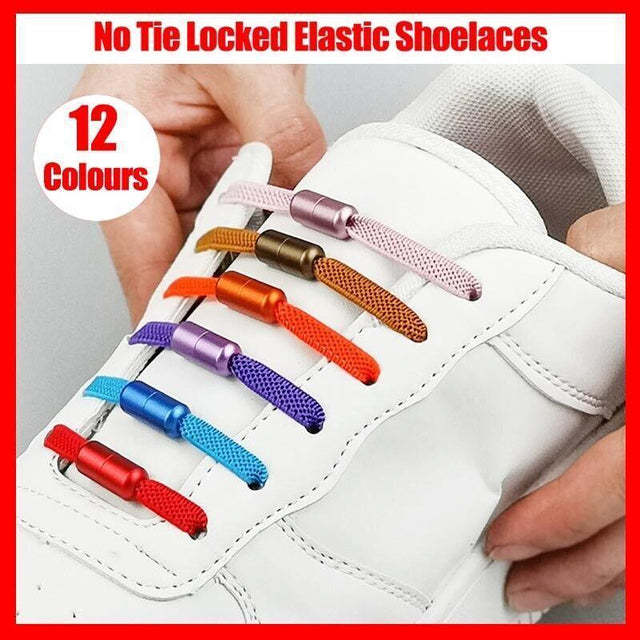 No Tie Locked Elastic Shoelace Shoe Lace Lazy Laces Sports Sneakers - Orange