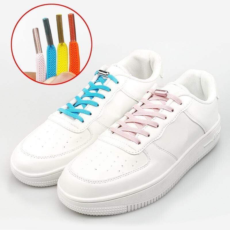 No Tie Locked Elastic Shoelace Shoe Lace Lazy Laces Sports Sneakers - Pink