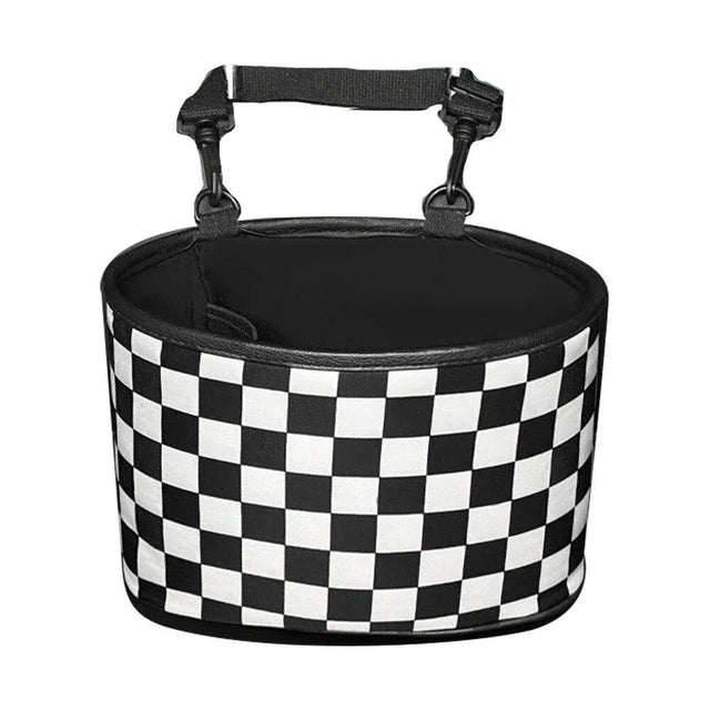 Hanging Backseat Storage Organiser Box Car Rubbish Essentials - Black and white