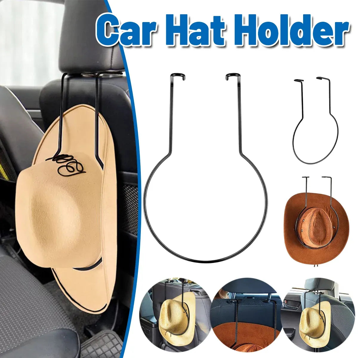 Suspension Car Hat Rack Metal Hard Hat Holder Cowboy Hat Rack Backrest