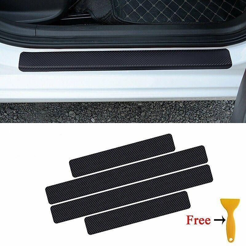 4Pcs Car Door Sill Scuff Protector Plate Sticker Carbon Fibre Cover Anti-Kick Au